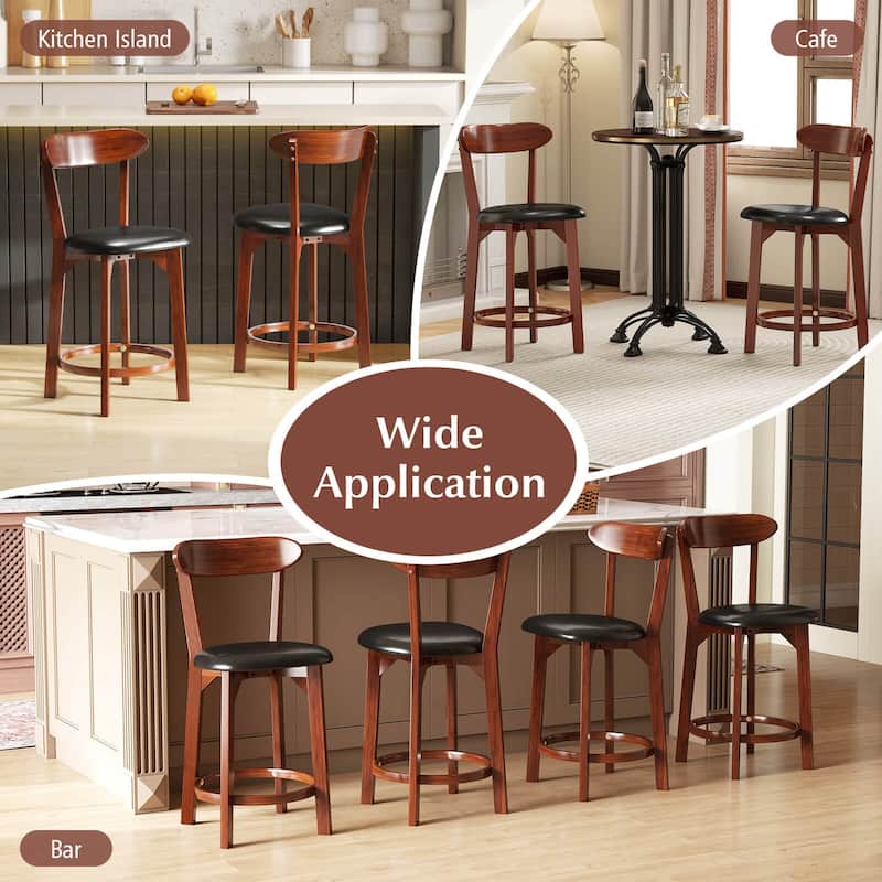 Costway 23.5" Bar Stool Set of 2/4 with Curved Backrest & Footrest - See Details