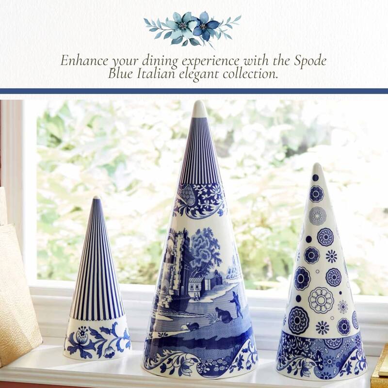 Spode Blue Italian Cone Shaped Topiary