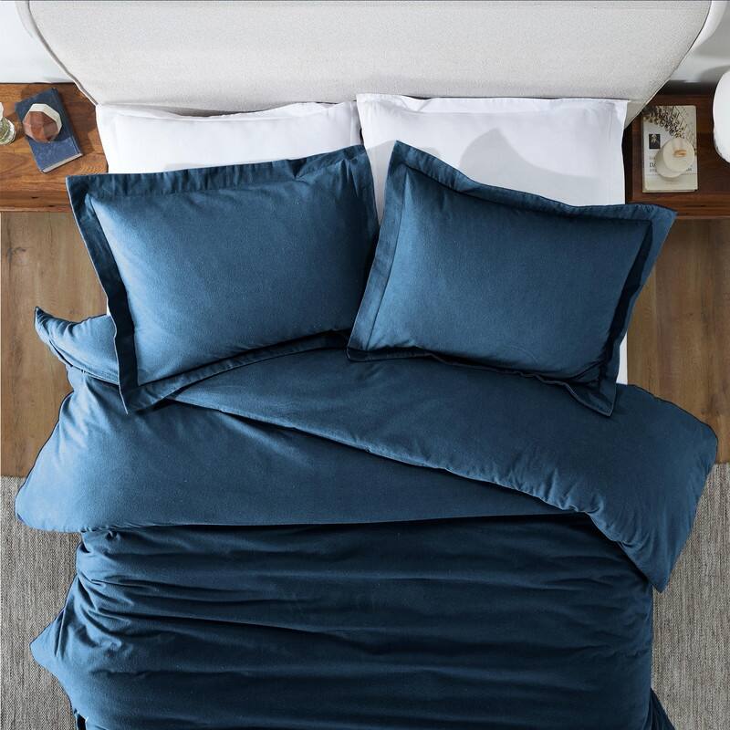 Superior Classic Solid Flannel Cotton Duvet Cover Set