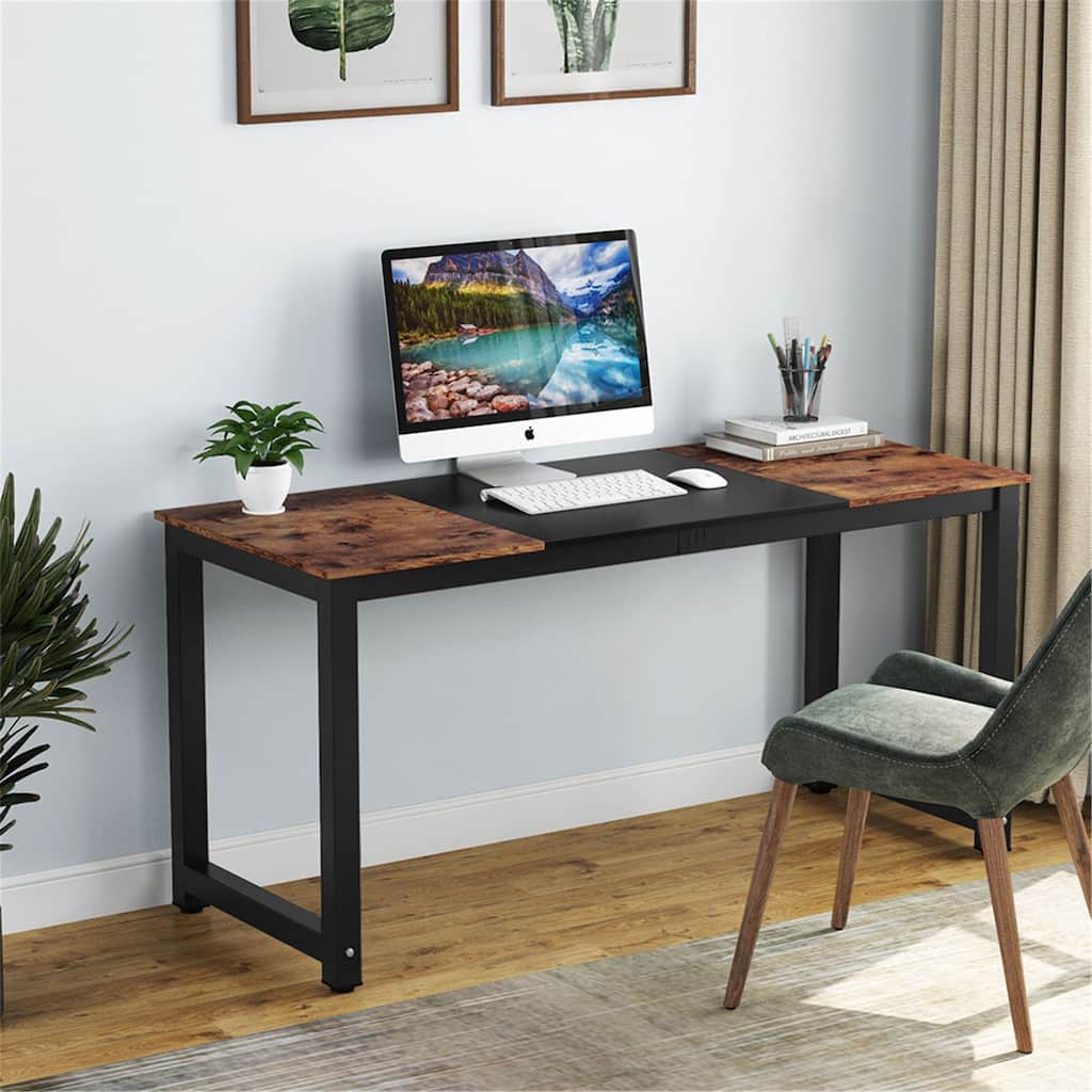 White Modern Computer Desk, 55 inch Office Desk Study Writing Desk