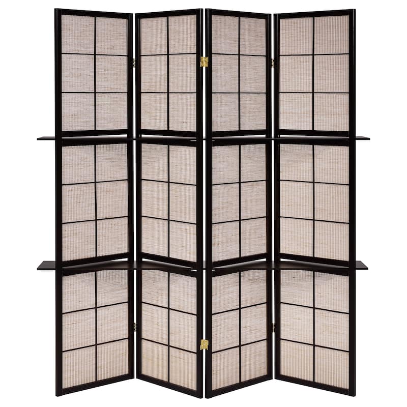 Iggy 4-Panel Room Divider Folding Shoji Screen Cappuccino
