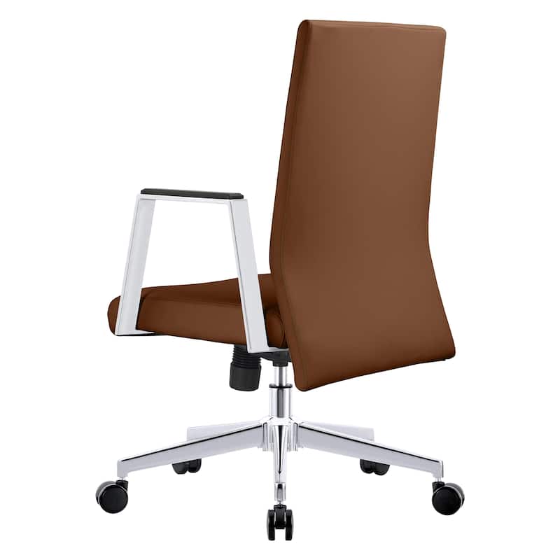Mid-Back Leather Office Chair in Iron Modern Ergonomic Swivel Lift Tilt Computer Task Chair