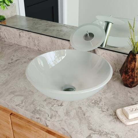 DeerValley Symmetry 16.5" Glass Circular Vessel Bathroom Sink