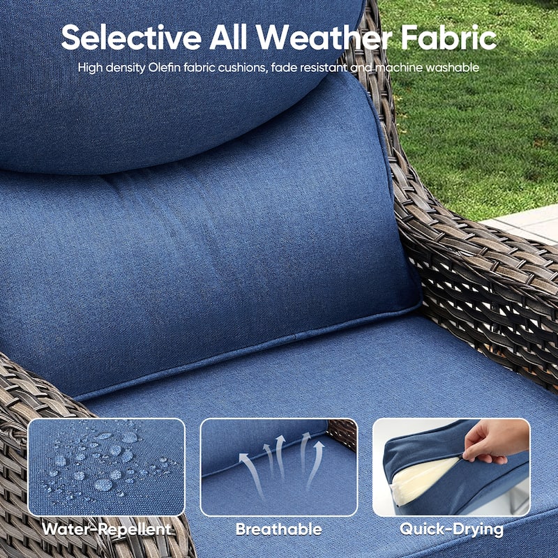 Outdoor Swivel Patio Wicker Chairs High Back Set of 2