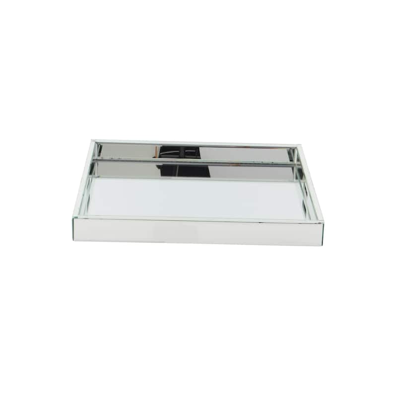 Silver Wooden Mirrored Tray