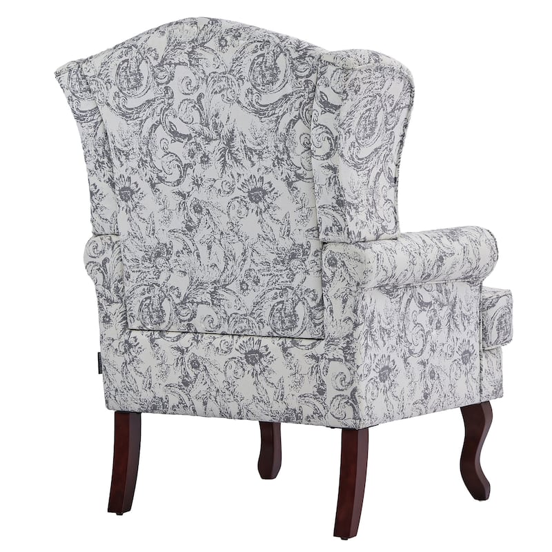 Elegant Living Room Wing Back Arm Chair Upholstered Accent Chair