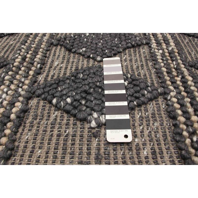 ECARPETGALLERY Braid weave Sienna Grey Wool Rug - 6'0 x 8'11