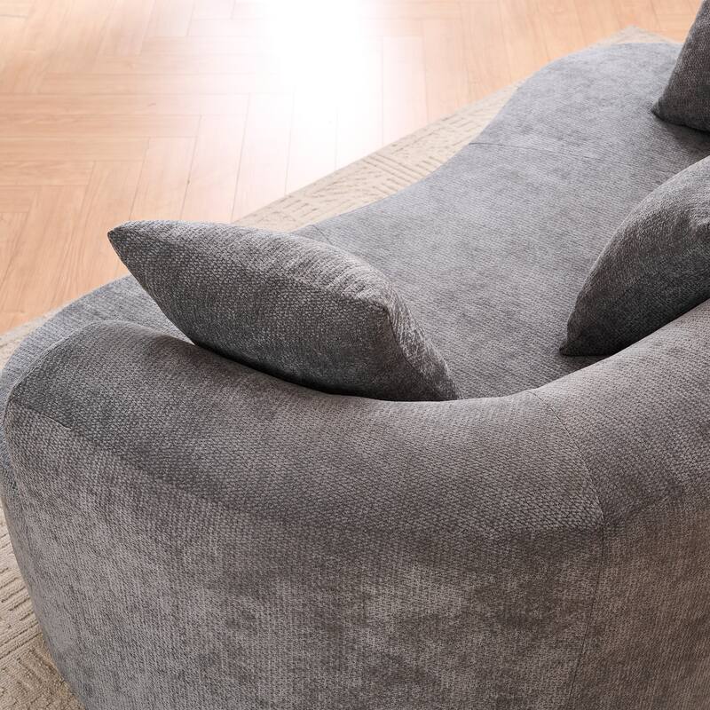 GDFStudio - Crescent-Shaped 67" Chenille Sofa with Self-Inflating Foam and Modular Design