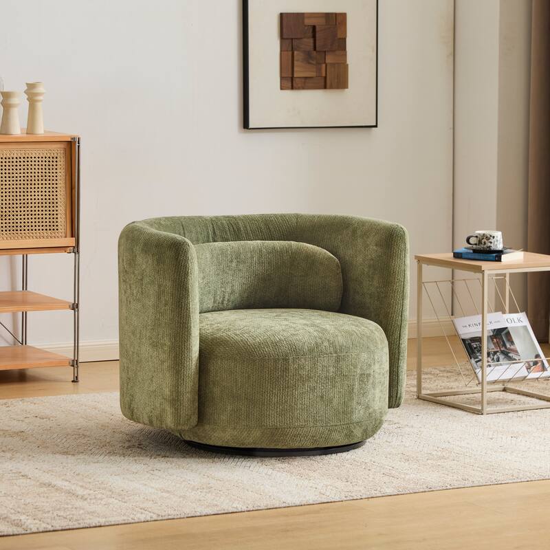 Christopher Knight Home - Swivel Green Fabric Accent Armchair with Lumbar Pillow