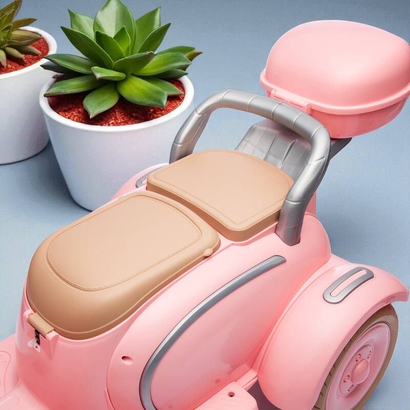 12V Dual Motor Kids Ride-On Motorcycle, Two-Seater with LED Headlights, Bluetooth & Oversized Trunk, Ages 3-6