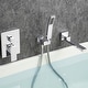 preview thumbnail 27 of 32, Modern Wall Mounted Bathtub Faucet with Hand Shower 180° Swivel Tub Filler Faucet Single Handle Contemporary Tub Faucet Chrome