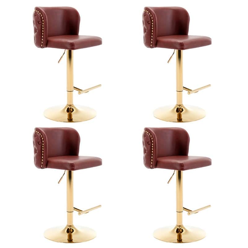 Upholstered Adjusatble Swivel Bar Stools Set of 2
