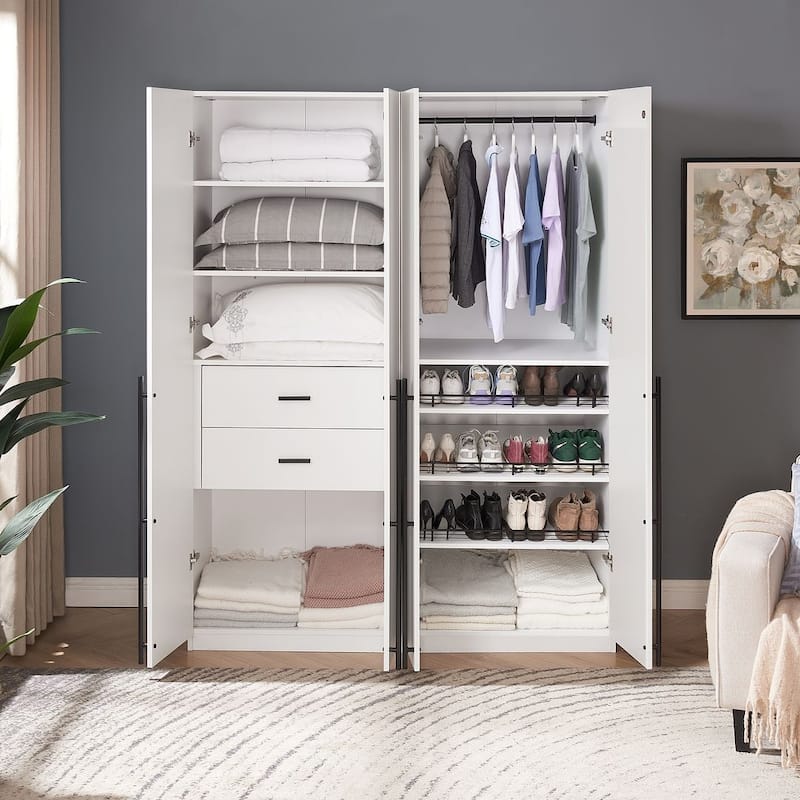 Manhattan Comfort Lee Modern Freestanding 2-Piece Module Wardrobe Closet Armoire