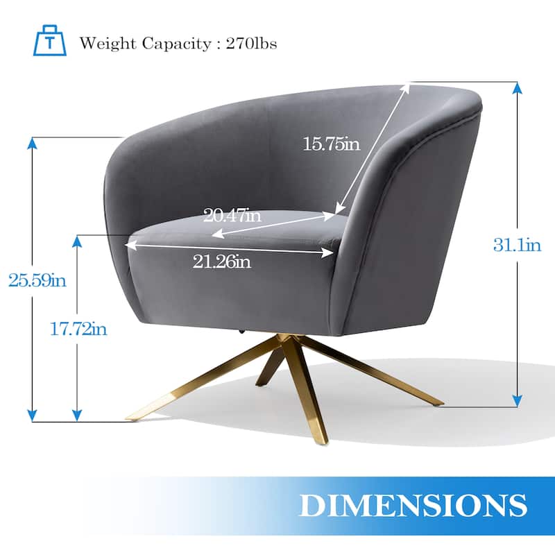 Modern Upholstered 360-degree Swivel Accent Chair Faux Leather Sofa Chair