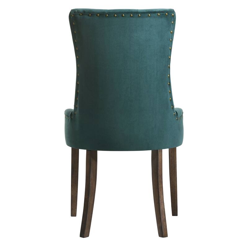 Beige and Weathered Oak Tufted Back Parson Chairs (Set of 2)