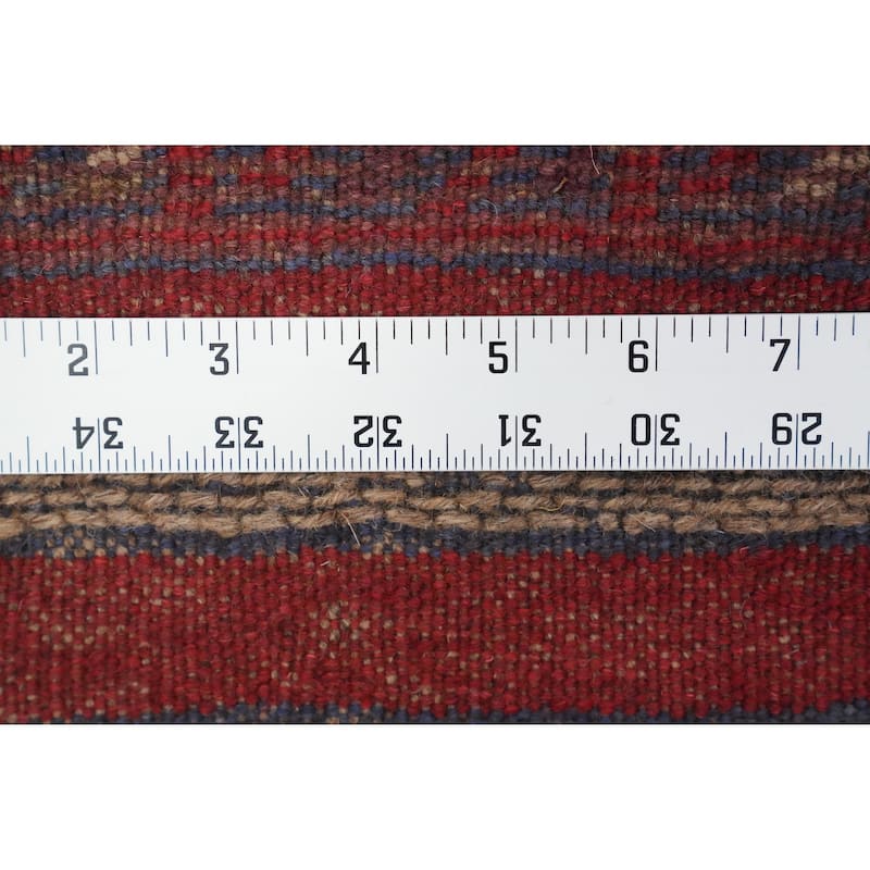 Hand Knotted Oriental 100% Wool Carpet Traditional Tribal Red Balouch Runner Rug - 8' 0'' X 2' 1''