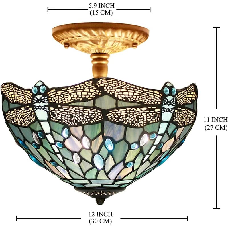 12 inch ceiling light sea blue mount lamp glass,iron bedroom light
