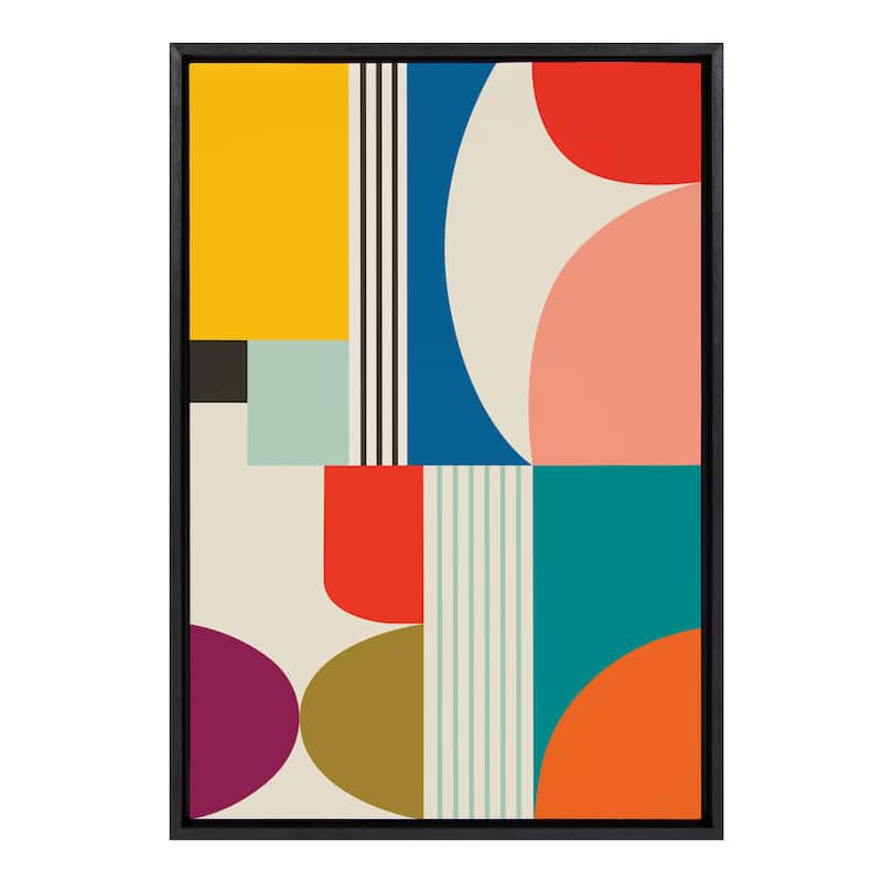 Kate and Laurel Sylvie MCM Pattern Framed Canvas by Rachel Lee - 23x33 - Plastic - Black