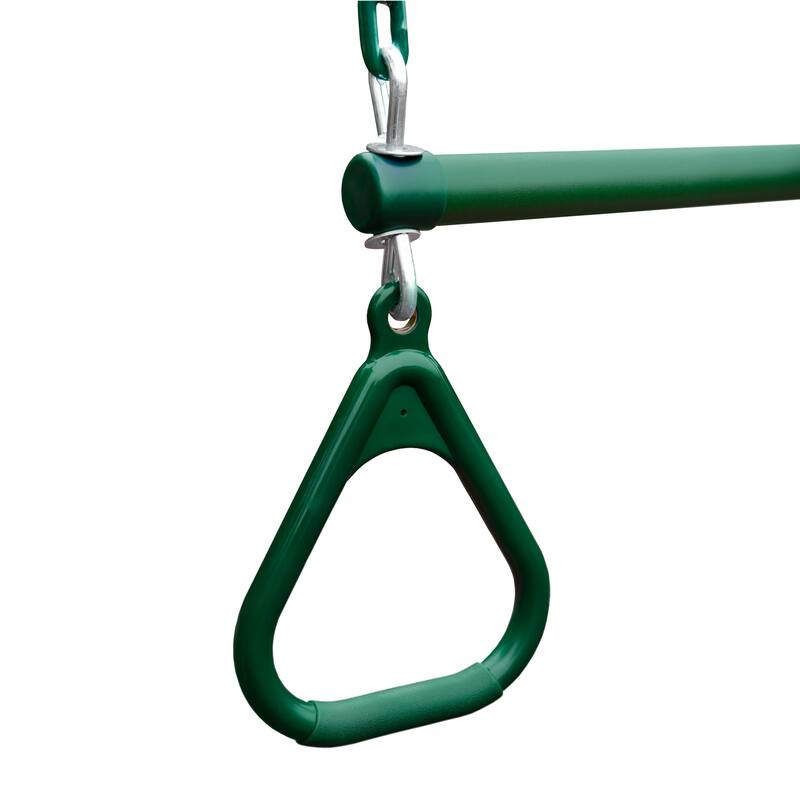 Swing-N-Slide Ring Trapeze Combo Swing with Coated Chains, Green - 40.5" H x 17" W