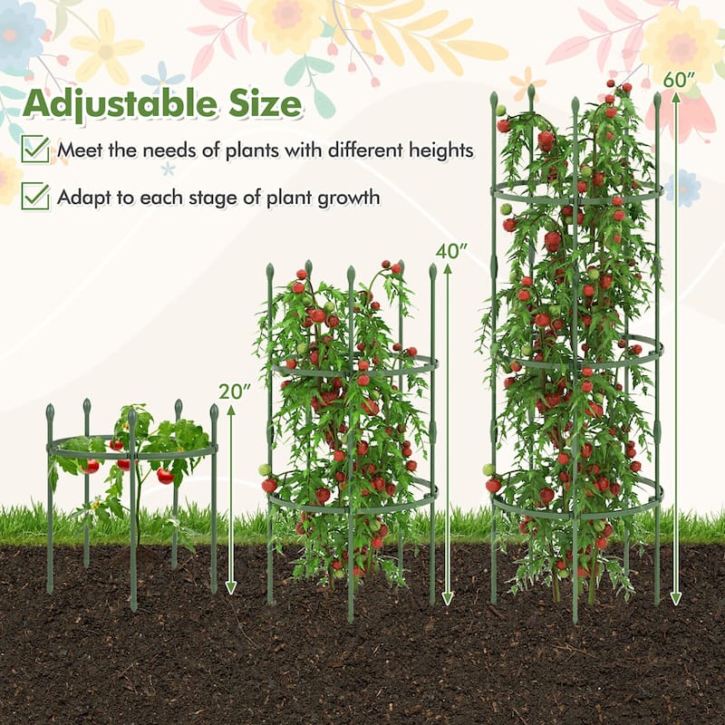 Gymax 3-Pack Garden Tomato Trellis 60'' Plant Support Cage w/