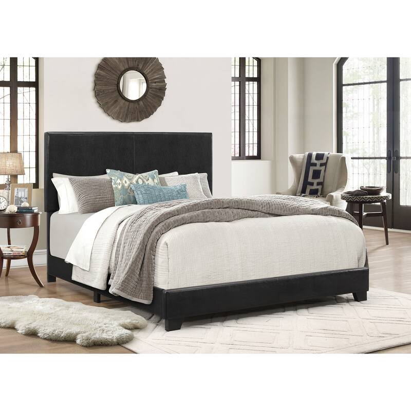 Erin Upholstered King Bed - Modern Black Faux Leather Design