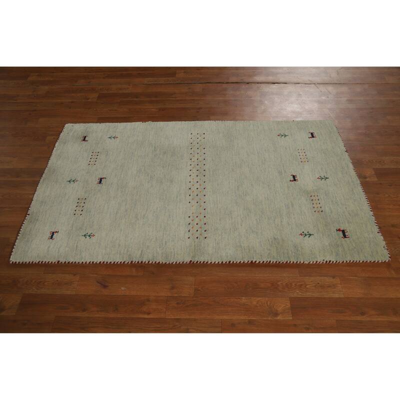 Hand Knotted Oriental 100% Wool Carpet Tribal Animal Pictorial Green Gabbeh Area Rug - 5' 0'' X 2' 11''