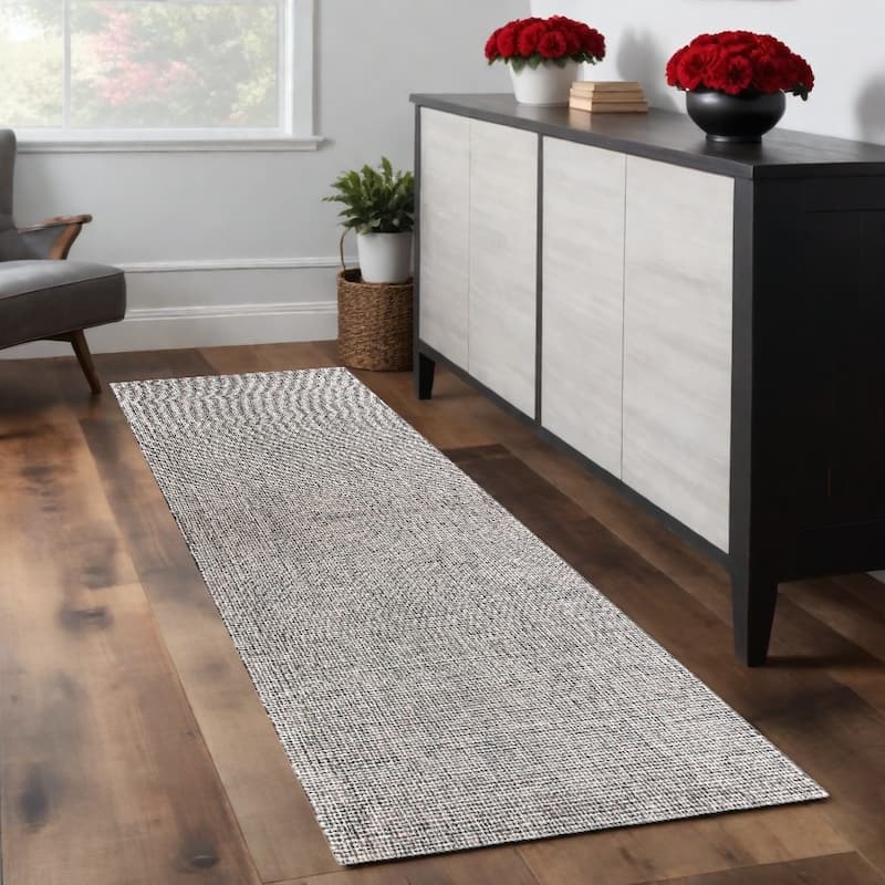 Hand Tufted Modern Area Rug - 96' X '30' X '0.5 - 96' X '30' X '0.5 - Gray and Ivory - Runner