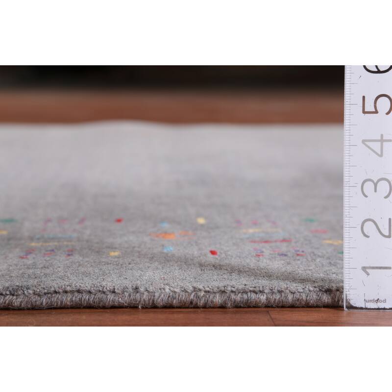 Hand Knotted Oriental 100% Wool Carpet Tribal Tribal Greys & Charcoal Gabbeh Area Rug - 8' 2'' X 5' 2''