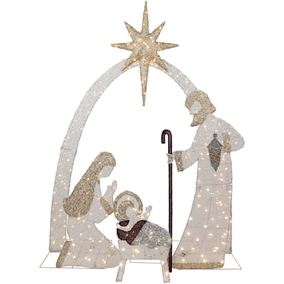 41" LED Holy Family Nativity Scene Outdoor Christmas Decoration - White