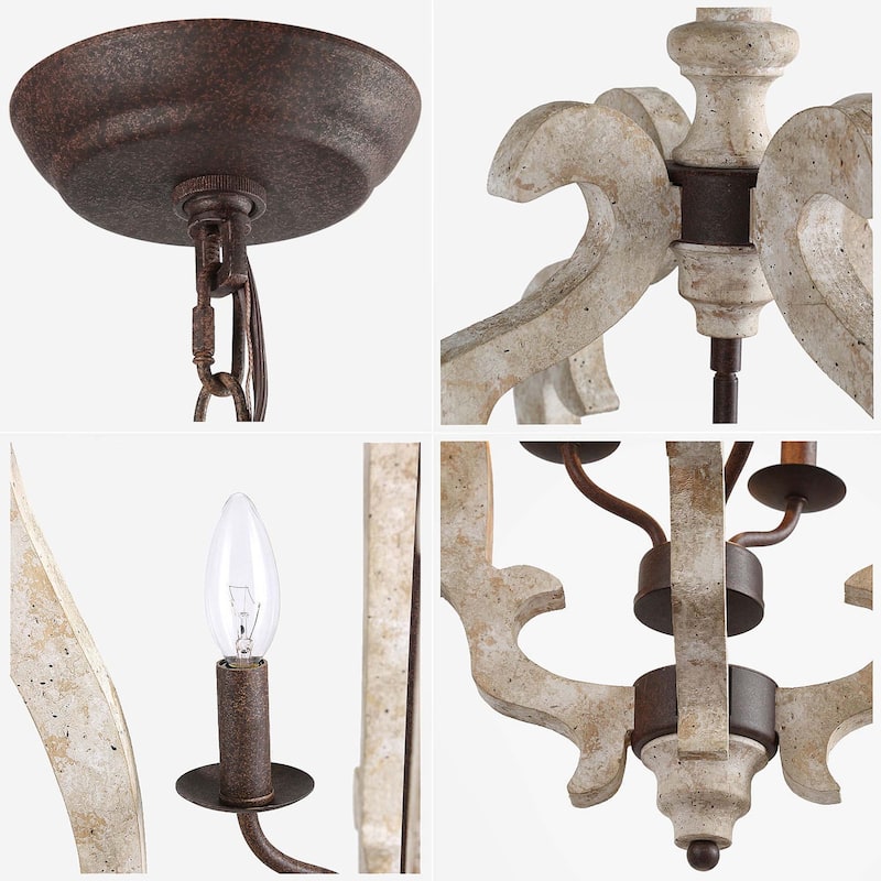 The Gray Barn 3-Light Wood Lantern Chandelier Foyer Pendant Light - W 16.5"x H 29"