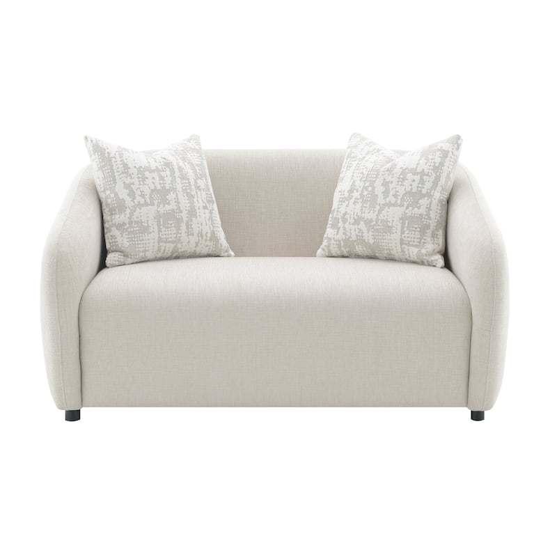 Beige Linen Loveseat W/3 Pillows