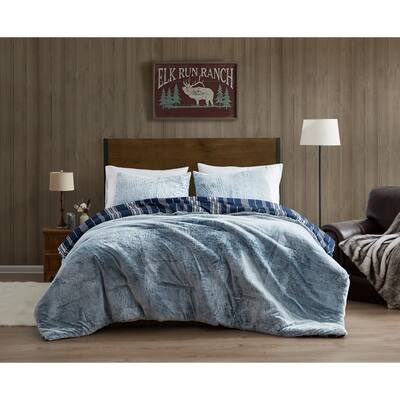 Bearpaw Faux Rabbit Fur Stripe Comforter Set