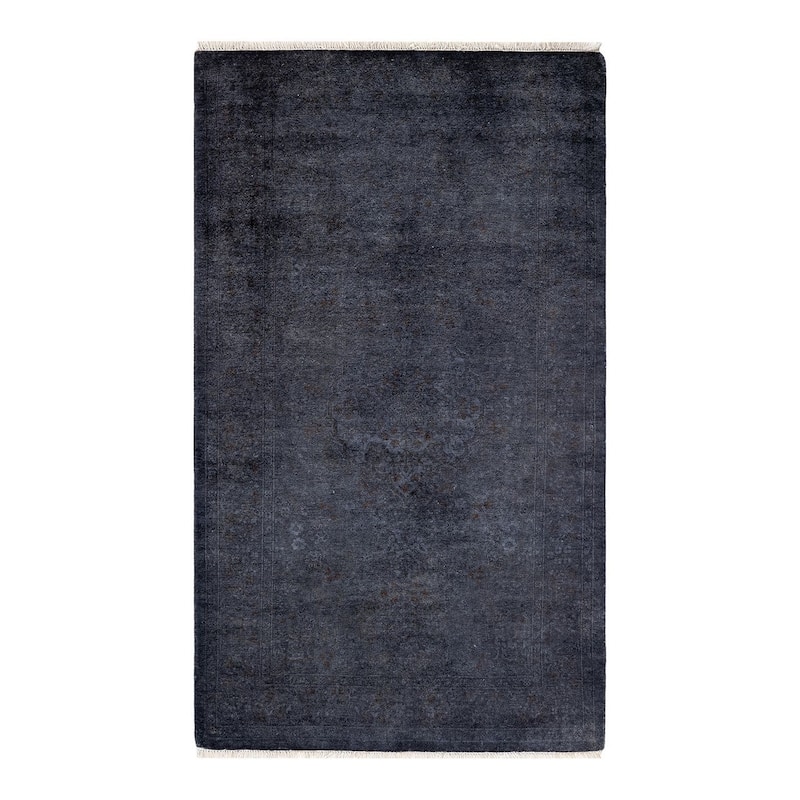 Overton Hand Knotted Wool Vintage Inspired Modern Contemporary Overdyed Gray Area Rug - 3' 1" x 5' 5"