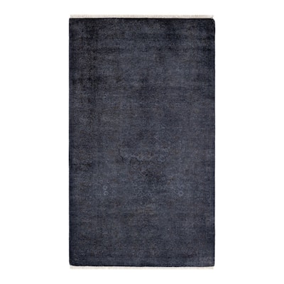 Overton Hand Knotted Wool Vintage Inspired Modern Contemporary Overdyed Gray Area Rug - 3' 1" x 5' 5"