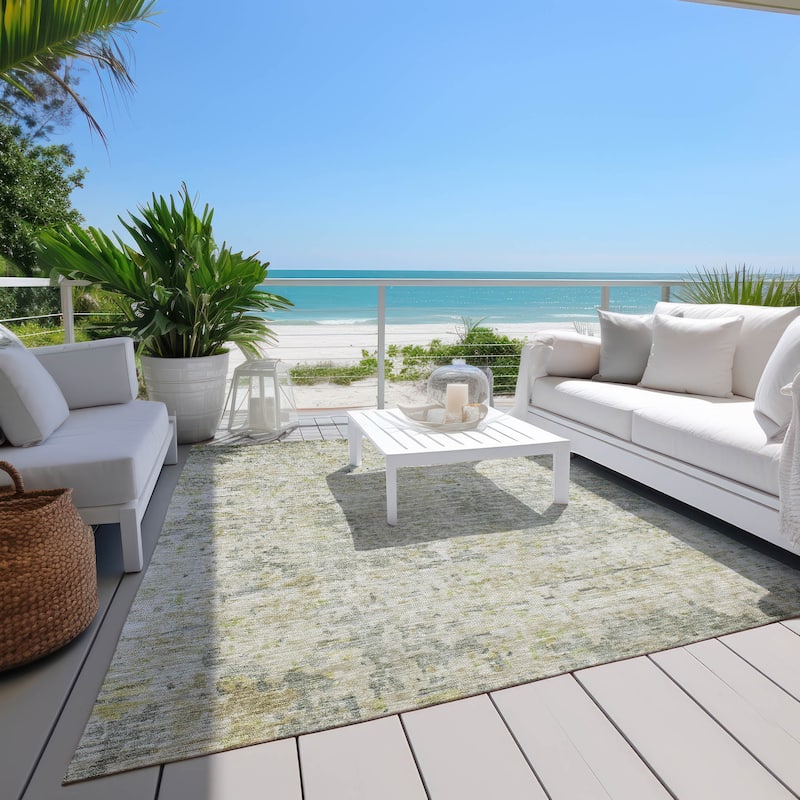 Machine Washable Indoor/ Outdoor Abstract Modern Chantille Rug