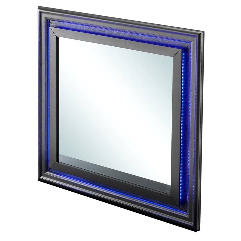 LED Lighted Wooden Framed Square Dresser Mirror - 38" - Black