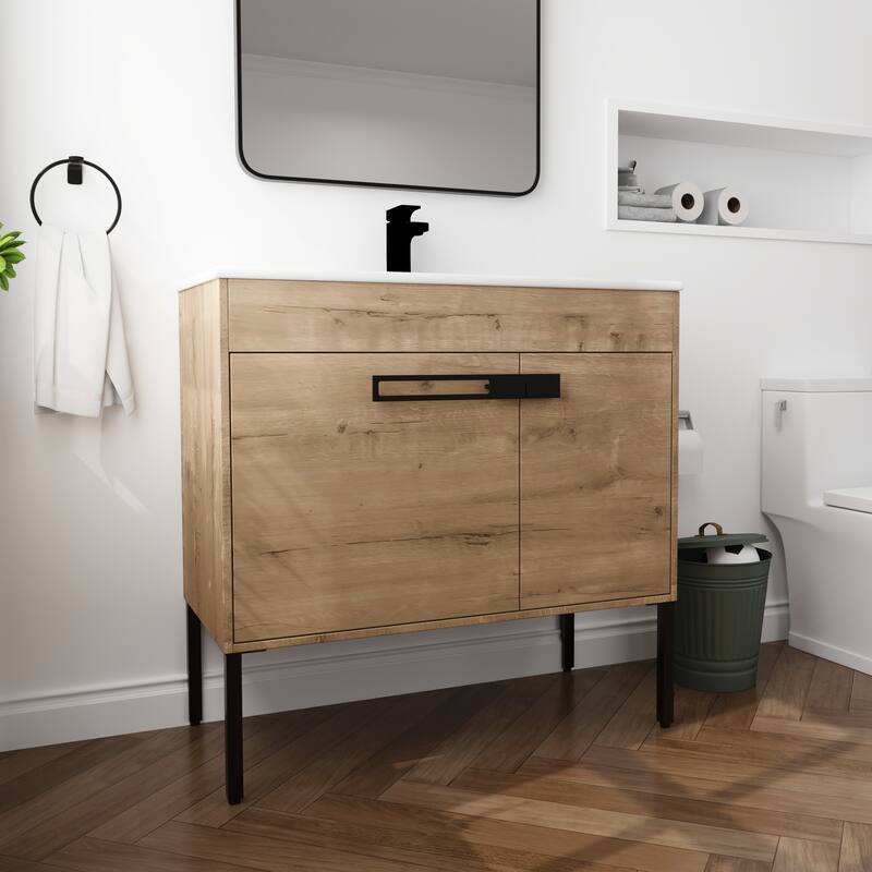 Beingnext 24"/30"/36" Bathroom Vanity with Sink, Freestanding/Floating Bathroom Vanity with Soft Close Door and Adjustable Shelf