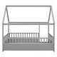 preview thumbnail 10 of 9, Full Kids Floor Bed with Fence Railings Montessori Bed Frame with Door for Kids Fun Playhouse Beds Frame for Girls Boys, Grey