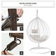 preview thumbnail 17 of 19, Wicker Rattan Hanging Swing Chair with White Metal Stand and Grey Cushion