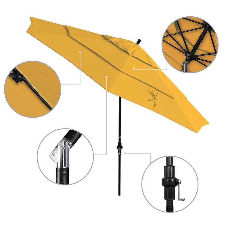 California Umbrella 11' Rd. Alum/Fiberglass Rib Patio Umb,Crank Lift/Collar Tilt, Dbl Wind Vent, Black Finish, Sunbrella Fabric