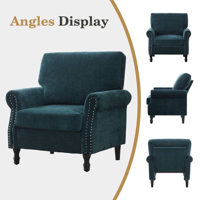 Modern Upholstered Armchair Nailhead Trim Accent Chair (Set of 2)