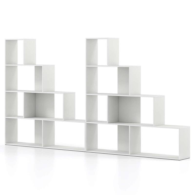 1/2 PCS Step Bookcase 6 Cube Storage Organizer Stair Shape Bookshelf - 2 pcs