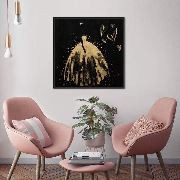 Oliver Gal 'Princess Story' Fashion and Glam Wall Art Framed Canvas Print  Dress - Gold, Black - Bed Bath & Beyond - 32480715