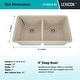 preview thumbnail 3 of 12, Lexicon Double Bowl 50/50 Undermount Granite Kitchen sink Galaxy Beige - 19" W x 32" L x 9.75" H