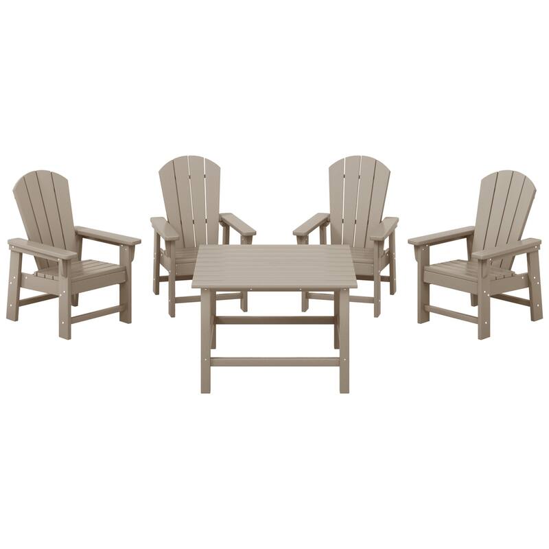 Laguna Kids Adirondack 5-Piece Square Table Dining Set - Weathered Wood