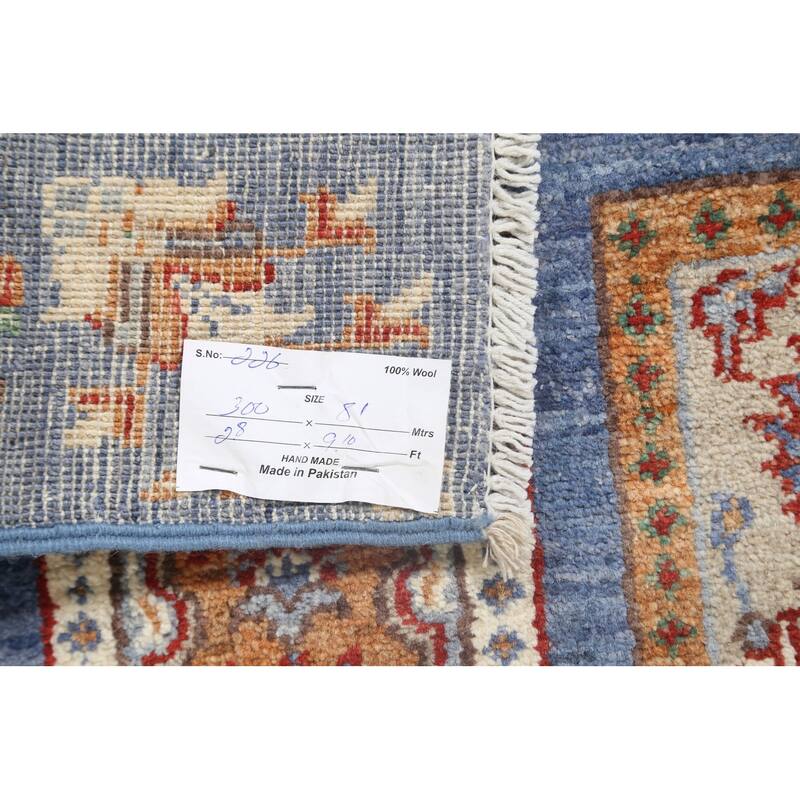 Garden Design Traditional Kazak Oriental Wool Runner Rug Hand-knotted - 2'8" x 9'10"