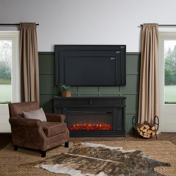 Torrey Landscape Electric Fireplace TV Stand in Black by Real Flame