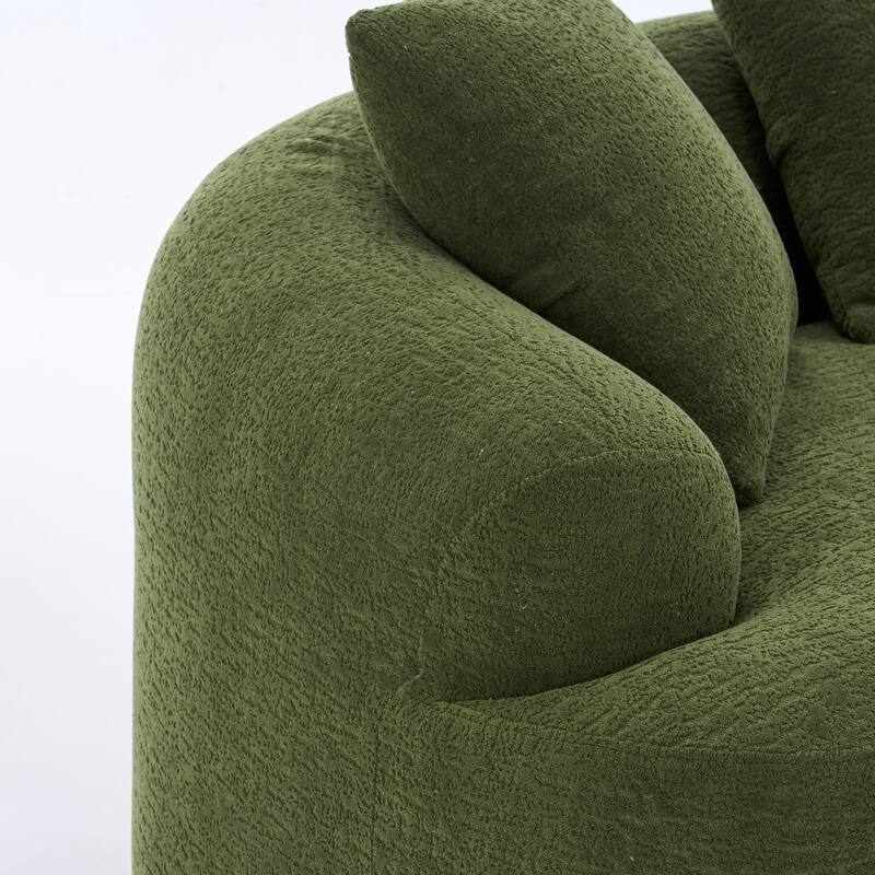 Chenille Curved Loveseat Sofa, Full Compression Sponge Sofa with 3 Pillow
