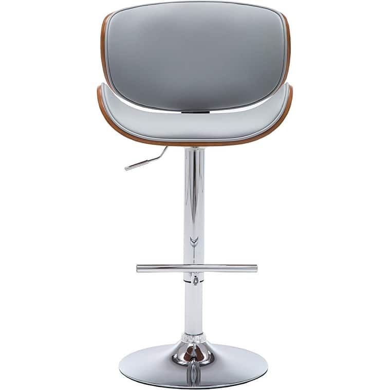 Adjustable Swivel Bar Stool - Walnut Bentwood with Curved Gray Seat