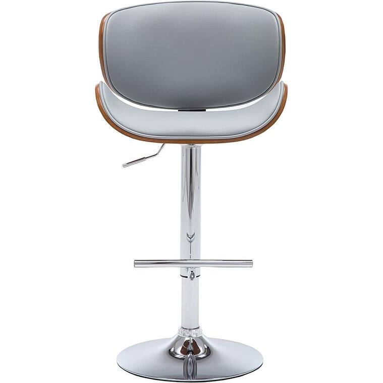 Modern Swivel Walnut Bentwood Lift Adjustable Height Bar Stool